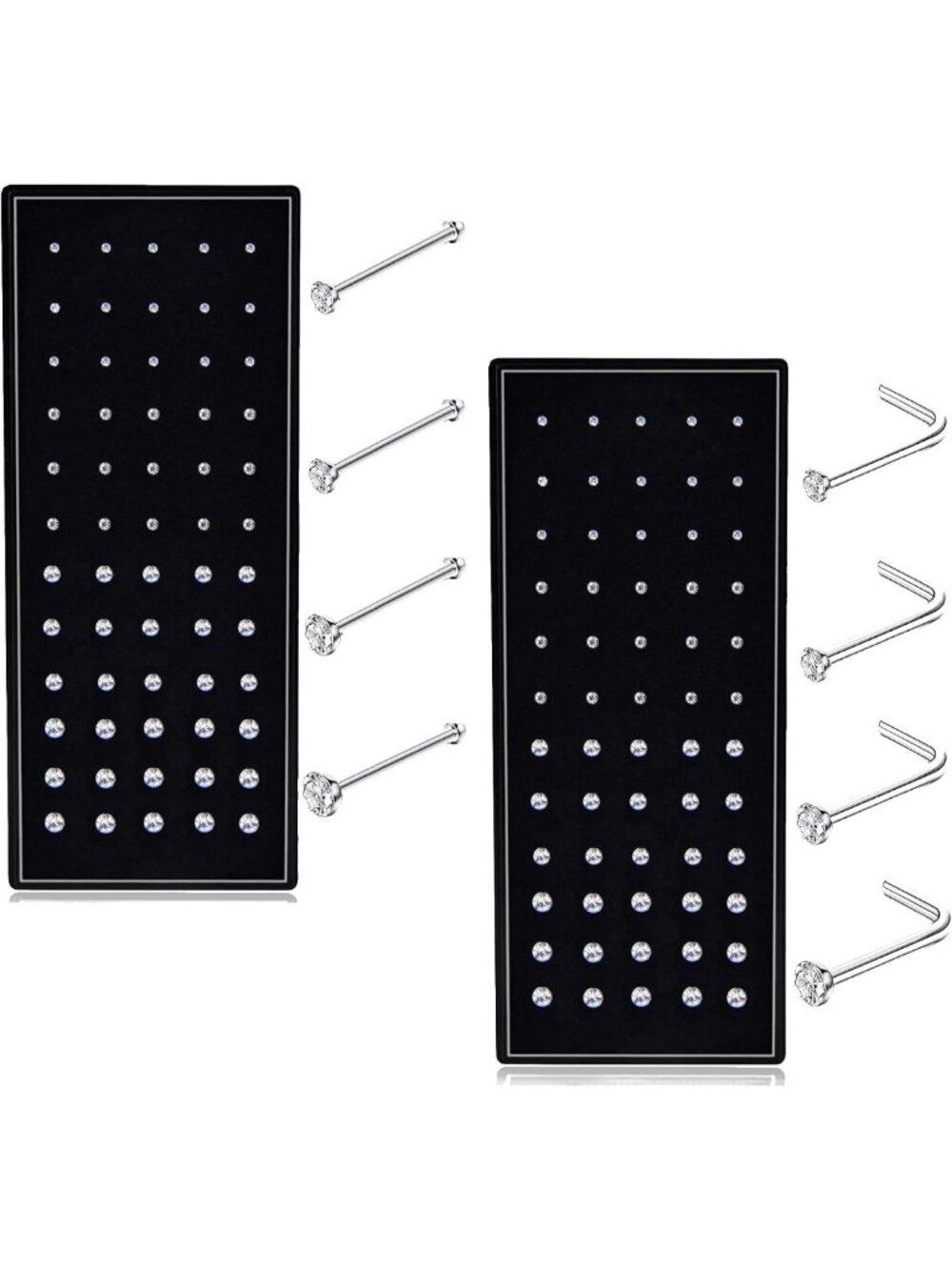 Stylish L-Shaped Nose Rings for Women - 20G/22G Straight Nose Studs, Piercing